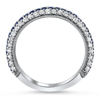 Custom Multi-Row Diamond and Sapphire Band