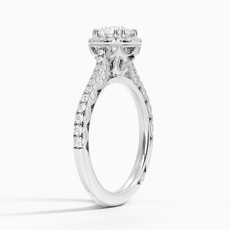 Halo Ring With Diamond Accented Gallery and Band