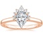 14K Rose Gold Crescent Diamond Ring, smalltop view