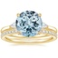 18KY Aquamarine Perfect Fit Three Stone Pear Diamond Ring with Luxe Ballad Diamond Ring, smalltop view