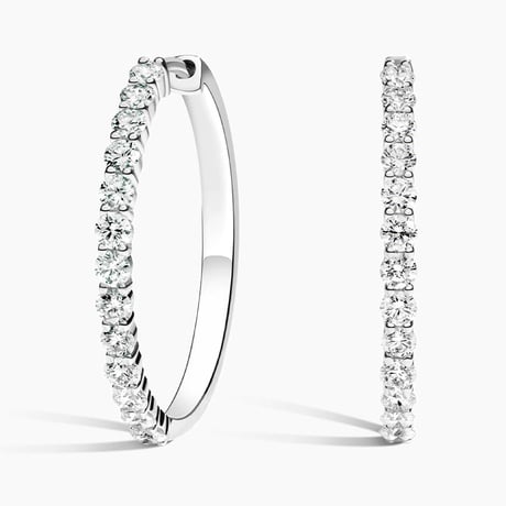 Luxe Shared Prong Diamond Hoop Earrings (1 ct. tw.)