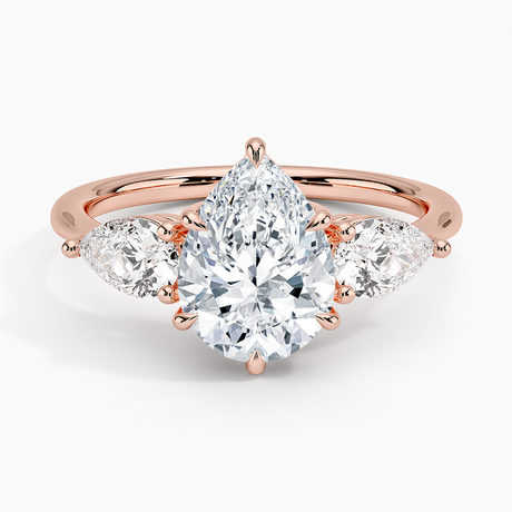 14K Rose Gold Luxe Opera Three Stone Diamond Ring