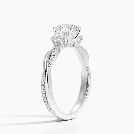 Three Stone Twisted Engagement Ring