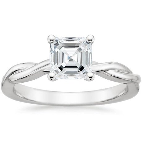 18K White Gold Twisted Vine Ring with Petite Twisted Vine Diamond Ring (1/8 ct. tw.)