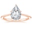 14K Rose Gold Petite Secret Halo Diamond Ring, smalltop view
