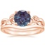 14K Rose Gold Budding Willow Ring with Petite Curved Wedding Ring