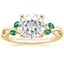 18K Yellow Gold Willow Ring With Lab Emerald Accents, smalltop view