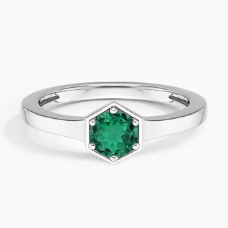 Hex Lab Grown Emerald Signet Ring in Platinum