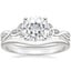 18K White Gold Entwined Celtic Love Knot Ring with Petite Curved Wedding Ring