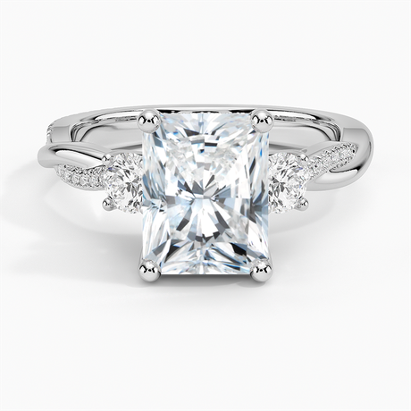 Nature Inspired Three Stone Diamond Engagement Ring