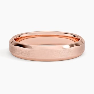Beveled Edge Matte 4.5mm Wedding Ring in 14K Rose Gold
