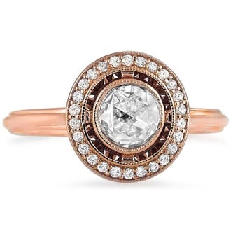 Custom Rose Cut Vintage Halo Diamond Ring