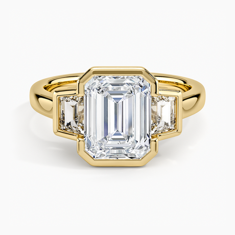 Seamless Trapezoid Three Stone Diamond Ring