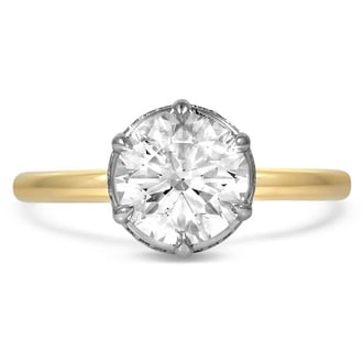 Custom Mixed Metal Secret Halo Diamond Ring