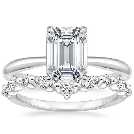 Platinum Freesia Ring with Curved Versailles Diamond Ring