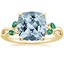 18K Yellow Gold Willow Ring With Lab Emerald Accents, smalltop view