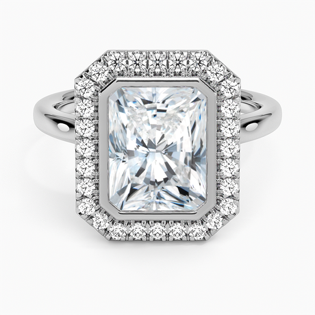 18K White Gold Bezel Halo Diamond Ring (1/4 ct. tw.)