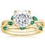 18KY Moissanite Willow Bridal Set With Lab Emerald Accents, smalltop view