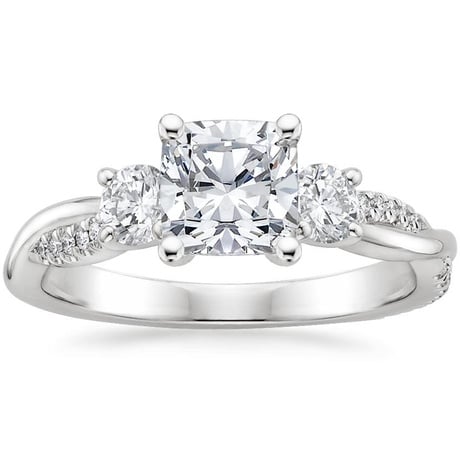 18K White Gold Three Stone Petite Twisted Vine Diamond Bridal Set (1/2 ct. tw.)