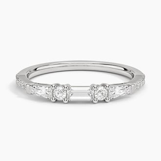 Aneesa Baguette and Round Diamond Ring in 18K White Gold