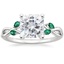 18K White Gold Willow Ring With Lab Emerald Accents, smalltop view