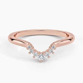 Lunette Contour Round Diamond Ring in 14K Rose Gold