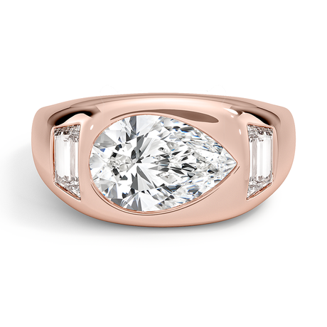 14K Rose Gold Sloane Three Stone Trapezoid Dome Diamond Ring (1/2 ct. tw.)