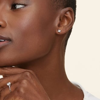 Four-Prong Princess Diamond Stud Earrings in 18K White Gold