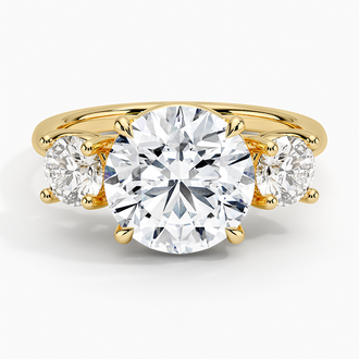 Luxe Selene Three Stone with 3ct Round Certified Lab Diamond in 18K Yellow Gold