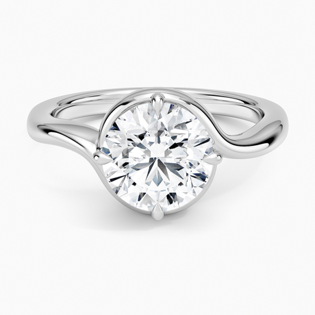 Platinum Bezel Bypass Solitaire Diamond Ring