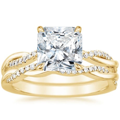 18K Yellow Gold Petite Twisted Vine Diamond Bridal Set (1/4 ct. tw.)