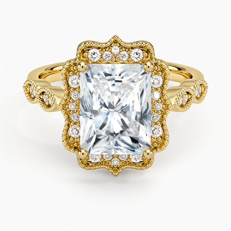 18K Yellow Gold Cadenza Halo Diamond Ring