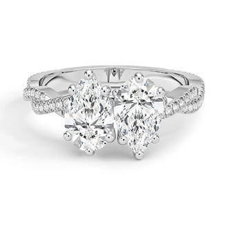 Custom Twisting Toi et Moi Pear Diamond Ring