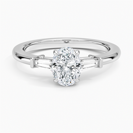 14K White Gold Symphony Tapered Baguette Three Stone Diamond Ring (1/5 ct. tw.)