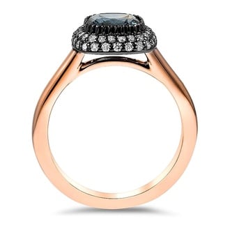 Custom Two Tone Sapphire Double Halo