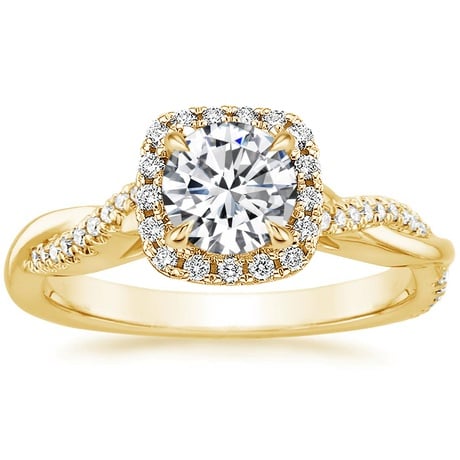 18K Yellow Gold Petite Twisted Vine Halo Diamond Bridal Set (1/3 ct. tw.)