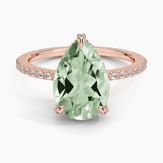 Festivity Pear Prasiolite and Diamond Cocktail Ring
