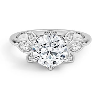 Custom Floral-Inspired Halo Diamond Ring