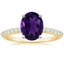 18K Yellow Gold Petite Shared Prong Half Coverage Diamond Ring, smalltop view