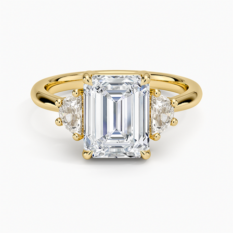 18K Yellow Gold Half Moon Three Stone Diamond Ring (1/4 ct. tw.)