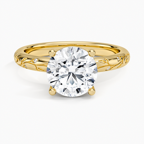 Verdure Engraved Diamond Solitaire Ring