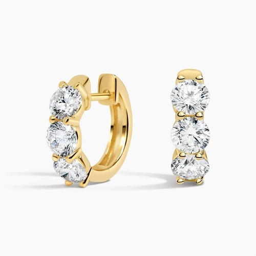 Zelda Emerald-Cut Lab Diamond Huggie Hoop Earrings (2 ct. tw.) in 14K Yellow Gold