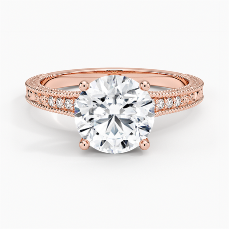 14K Rose Gold Hudson Engraved Diamond Ring