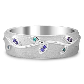Custom Gemstone Vine Wedding Band