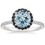 18K White Gold Waverly Halo Diamond Ring with Black Diamond Accents, smalltop view