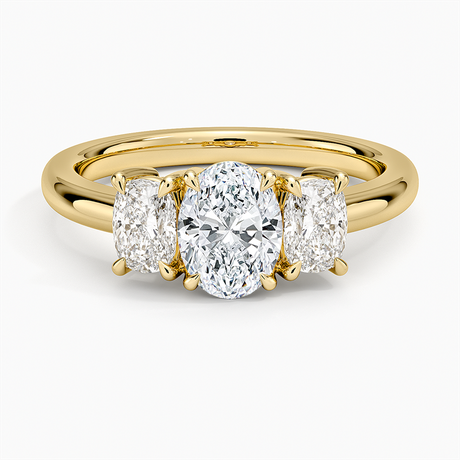 Faye Elongated Cushion Three Stone Diamond Ring
