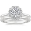 18K White Gold Violette Diamond Ring with Petite Comfort Fit Wedding Ring