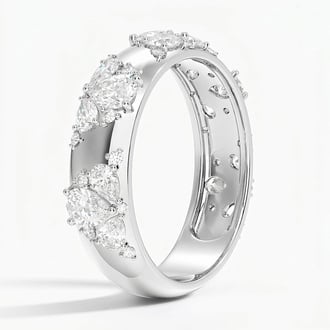 Mosaic Lotus Pear and Round Lab Diamond Ring in Platinum