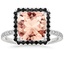 18K White Gold Waverly Halo Diamond Ring with Black Diamond Accents, smalltop view