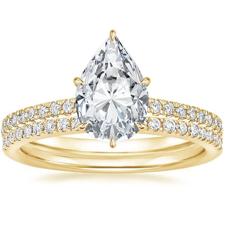18K Yellow Gold Petite Demi Diamond Ring with Ballad Diamond Ring